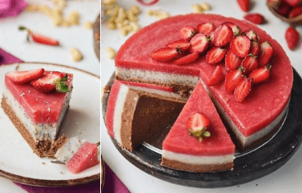 Fitness Συνταγή: Vegan κέικ φράουλας χωρίς ψήσιμο